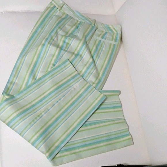 TALBOTS Striped Stretch Flat Front Straight Leg Pants - Picture 3 of 9